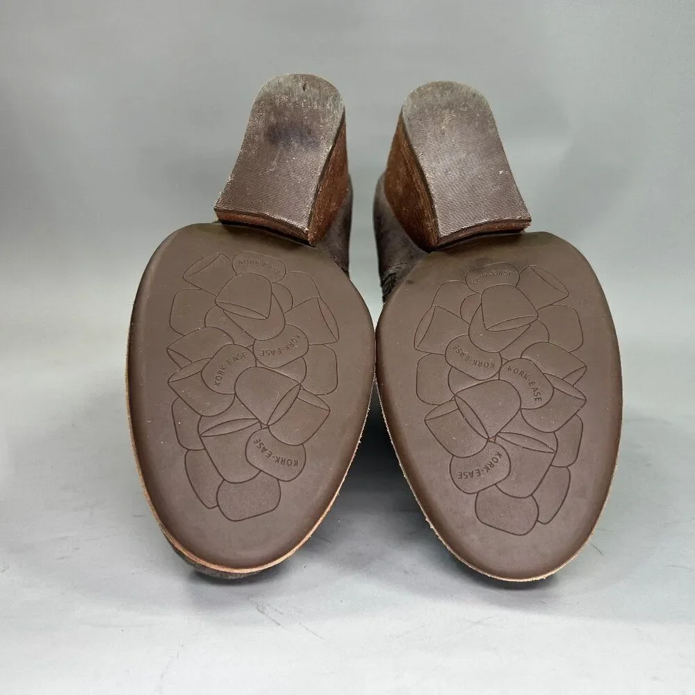 Kork-Ease Natalya Ankle Booties Women's 8 Taupe Suede Leather Wedge Ankle‎ Boots